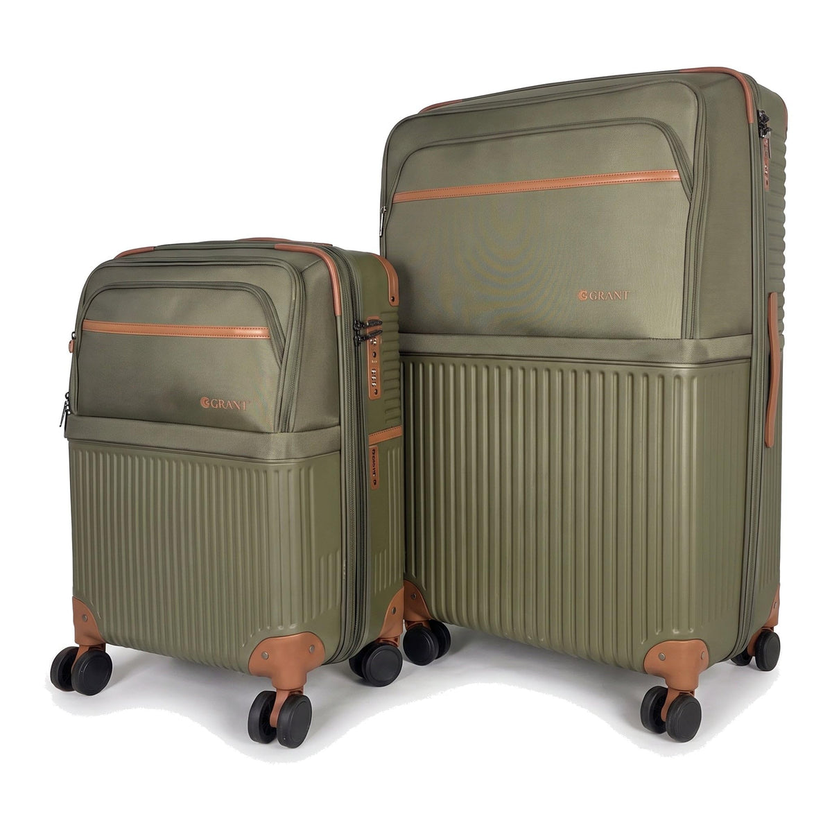 GRANT Designer Suitcase Set in Green, Set of 2 (20"+28")