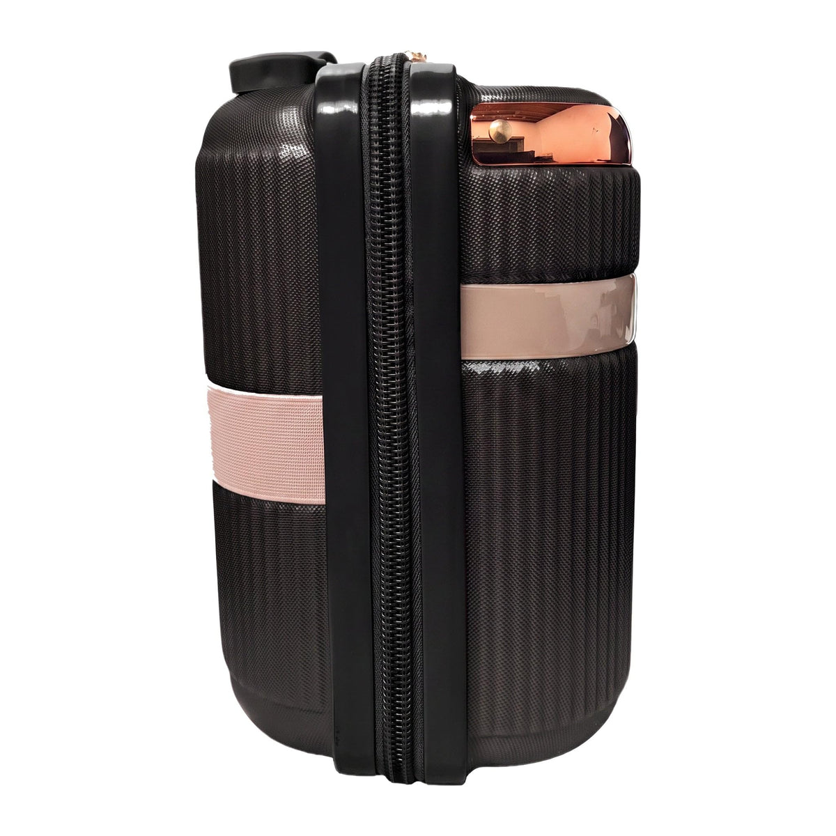 GRANT Fluted Hard Shell Suitcase in Black, 12" Vanity Case (11L)