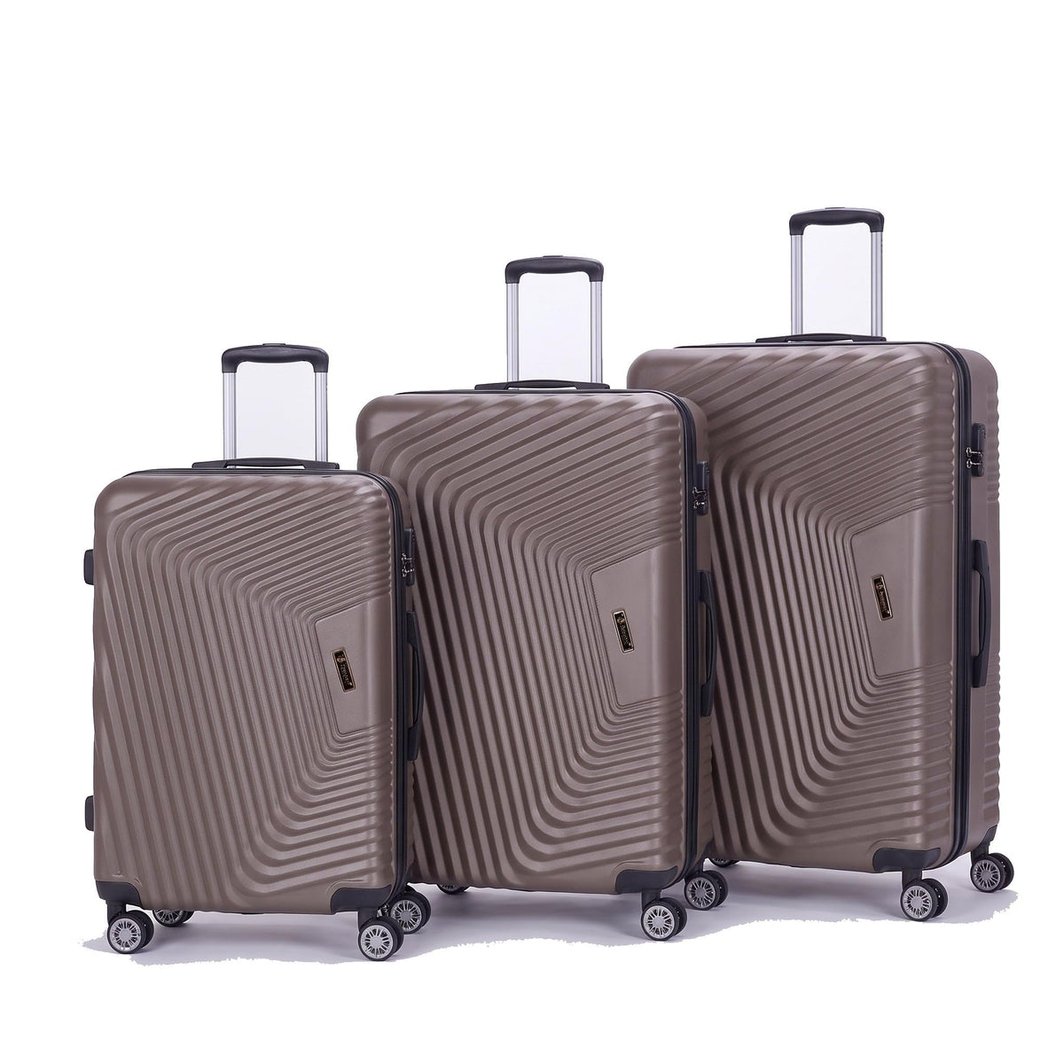 Ezzyrol Grays ABS Hard Shell Luggage Set in Brown, Set of 3, 20 28 and 32 Inch