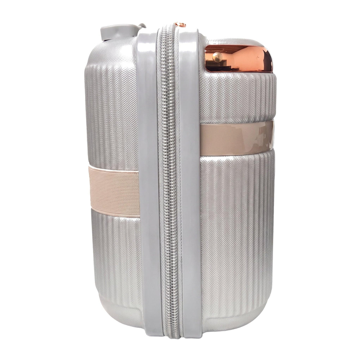 GRANT Fluted Hard Shell Suitcase in Silver, 12" Vanity Case (11L)