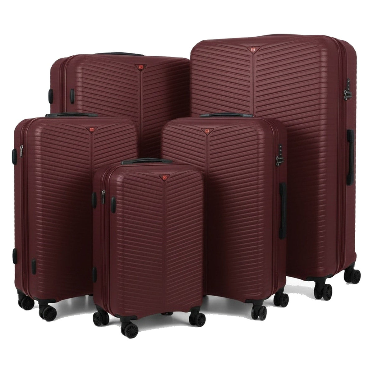 Burgundy 5 piece suitcase set