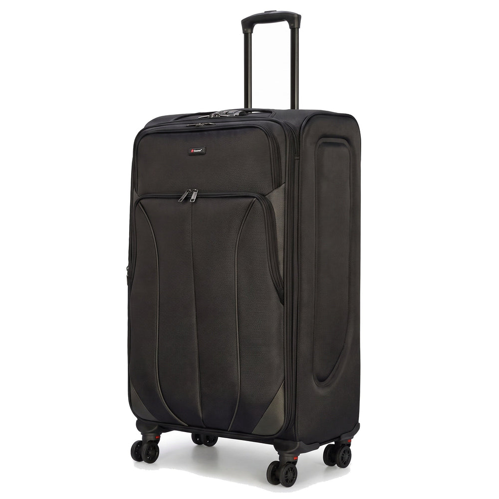Ezzyrol Shuttle Black soft shell suitcase on white