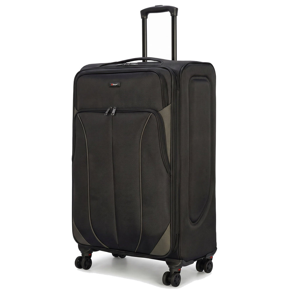 Ezzyrol Shuttle Black soft shell suitcase on white