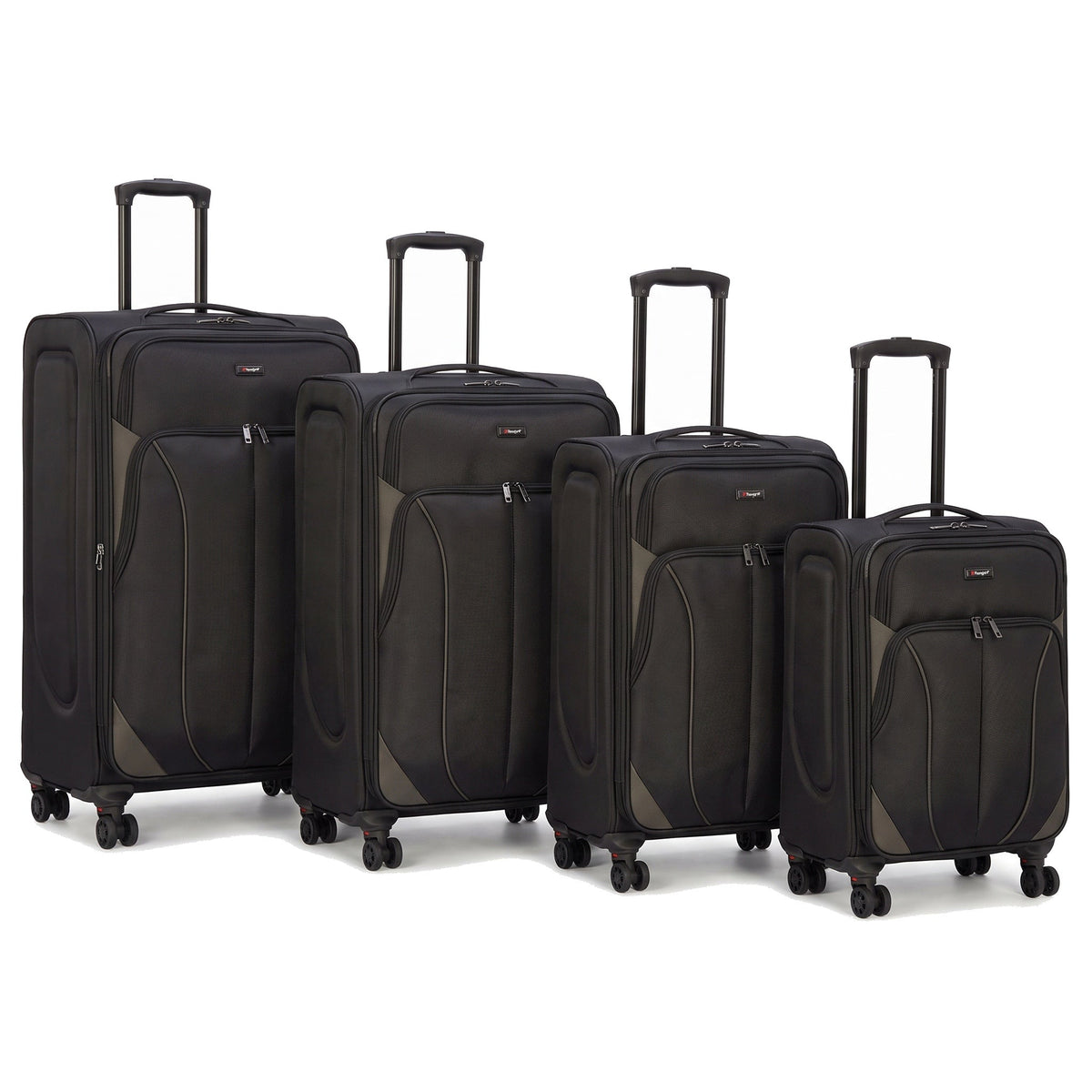 EZ222-BLACK-SET-20-26-28-32 | SET OF 4 | Ezzyrol Shuttle Black soft shell suitcase on white