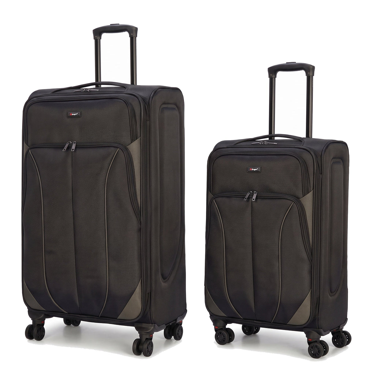 EZ222-BLACK-SET-20-26 | SET OF 2 | Ezzyrol Shuttle Black soft shell suitcase on white
