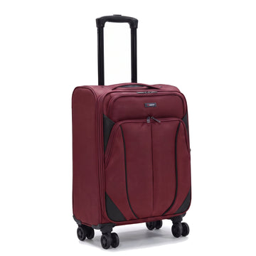 EZ222-BURGUNDY-20 | CABIN 20 | Ezzyrol Shuttle Burgundy soft shell suitcase on white