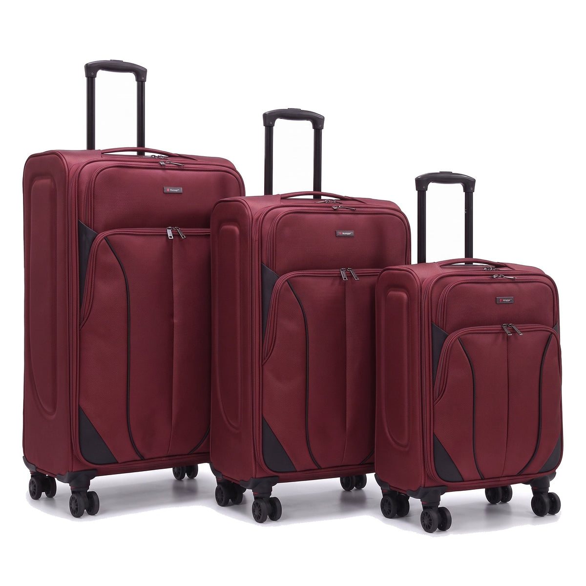 EZ222-BURGUNDY-SET-20-26-28 | SET OF 3 | Ezzyrol Shuttle Burgundy soft shell suitcase on white