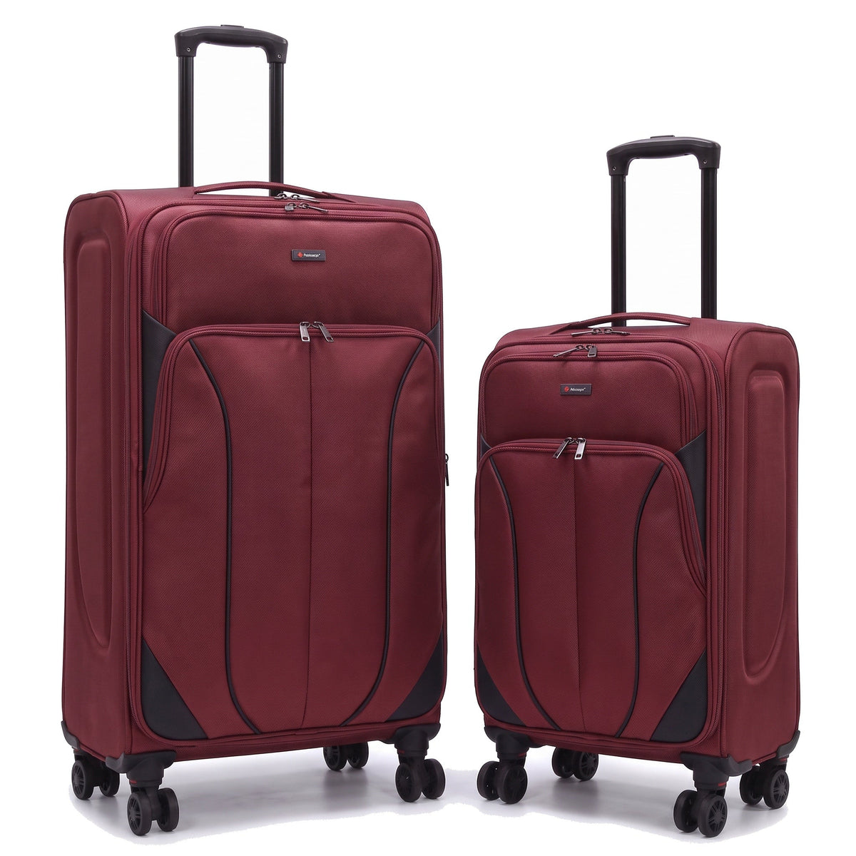 EZ222-BURGUNDY-SET-20-26 | SET OF 2 | Ezzyrol Shuttle Burgundy soft shell suitcase on white