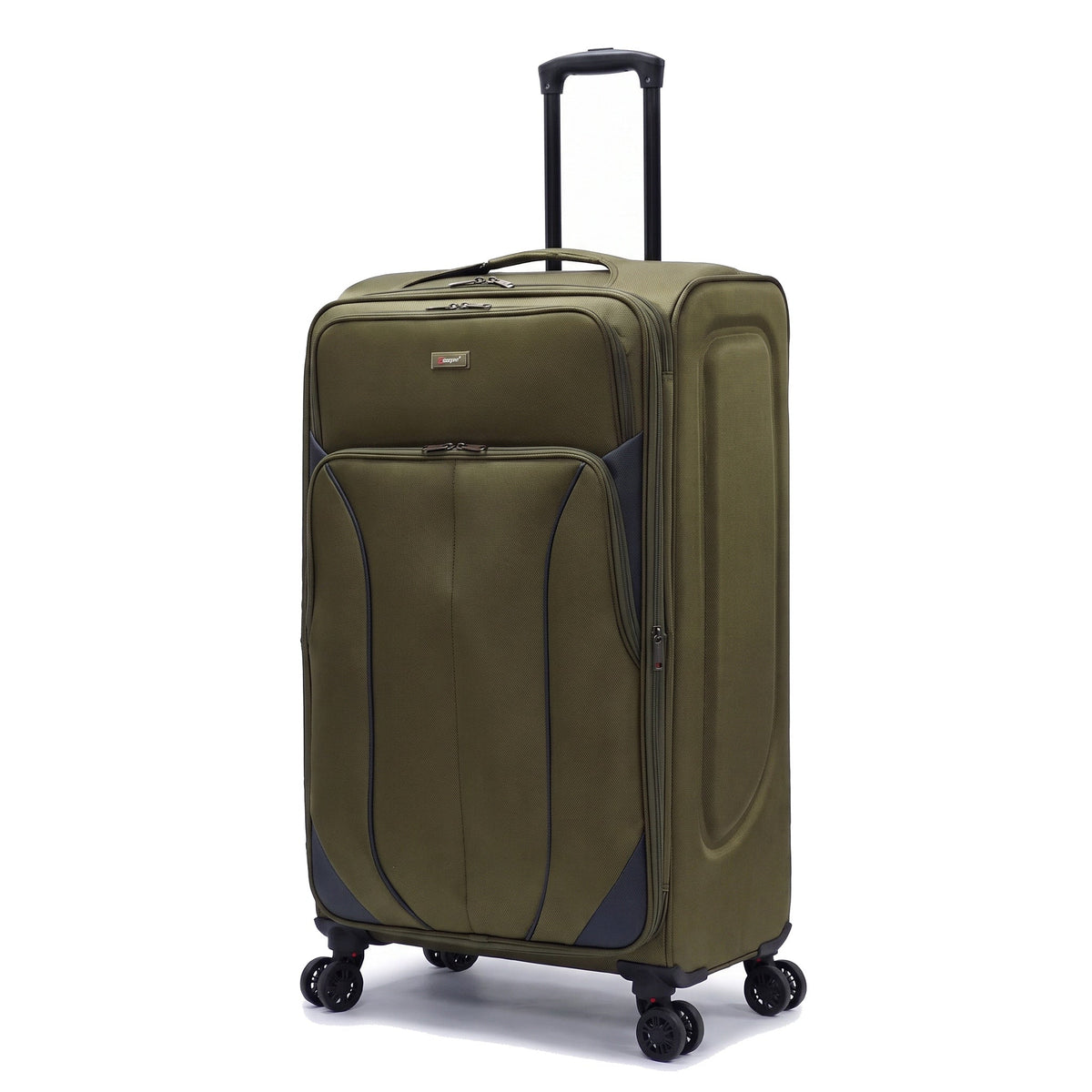 EZ222-GREEN-28 | LARGE 28 | Ezzyrol Shuttle Green soft shell suitcase on white