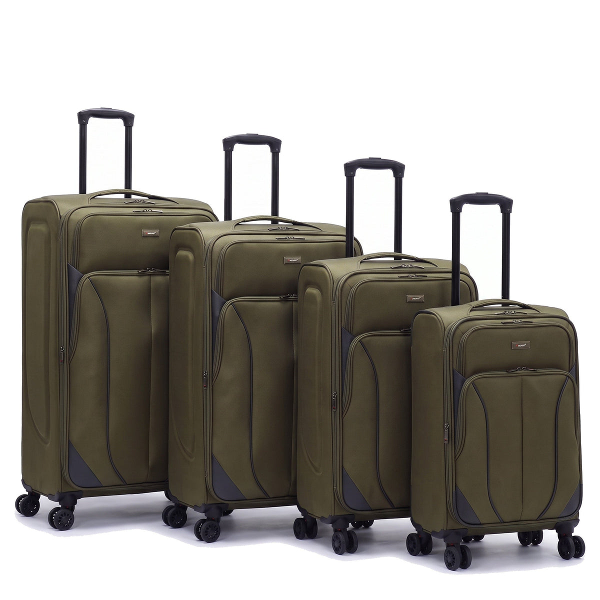 EZ222-GREEN-SET-20-26-28-32 | SET OF 4 | Ezzyrol Shuttle Green soft shell suitcase on white