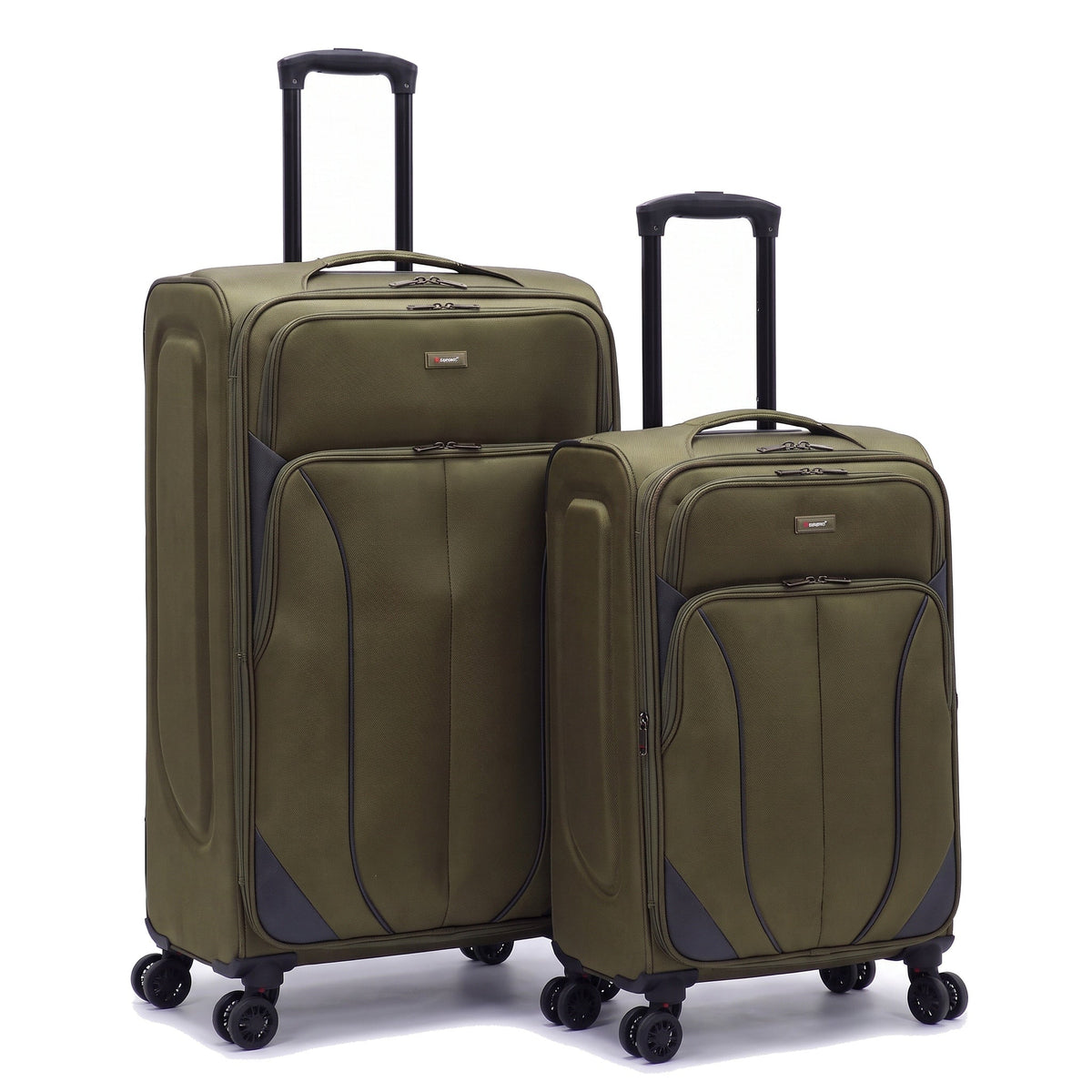 EZ222-GREEN-SET-20-26 | SET OF 2 | Ezzyrol Shuttle Green soft shell suitcase on white