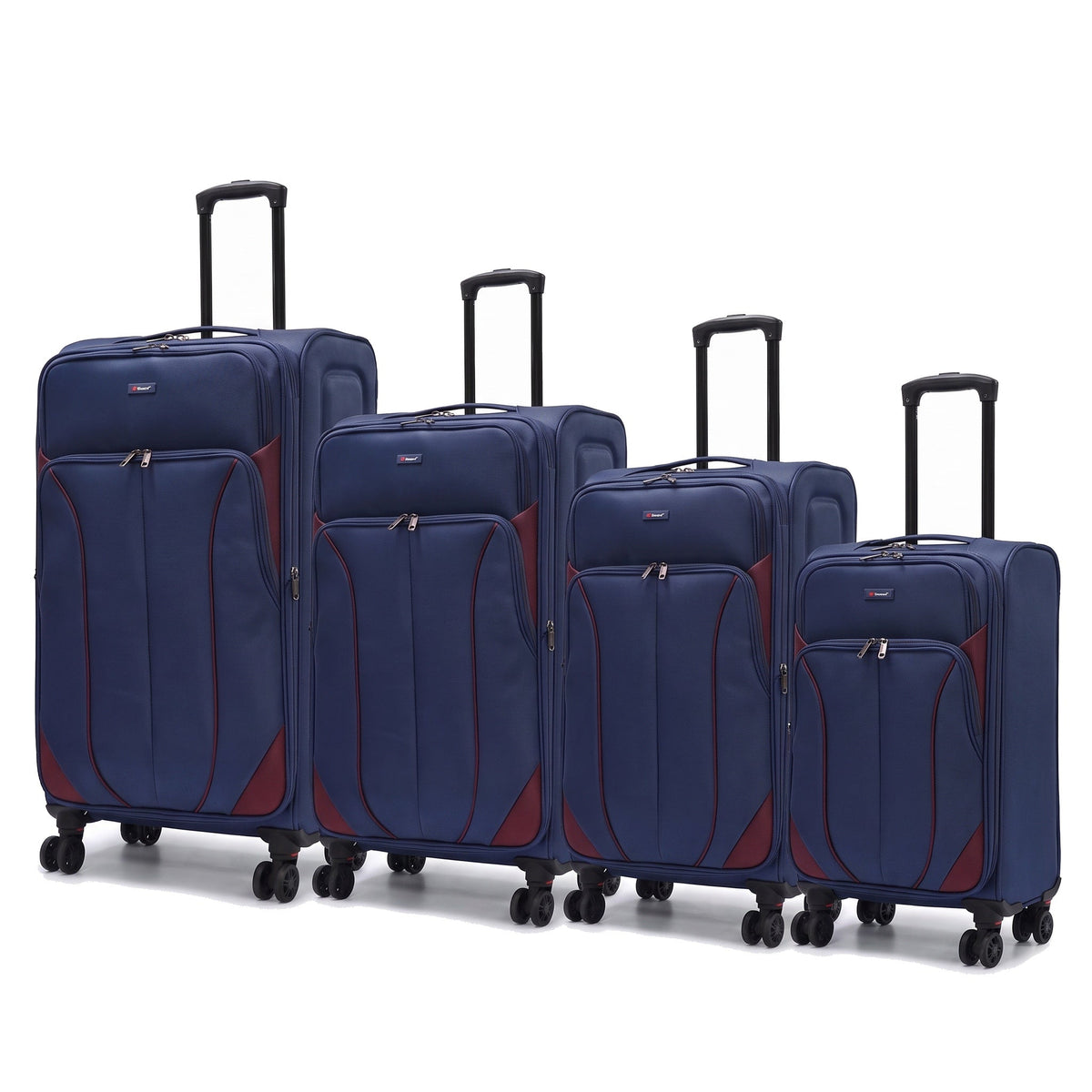 EZ222-NAVY-SET-20-26-28-32 | SET OF 4 | Ezzyrol Shuttle Navy soft shell suitcase on white