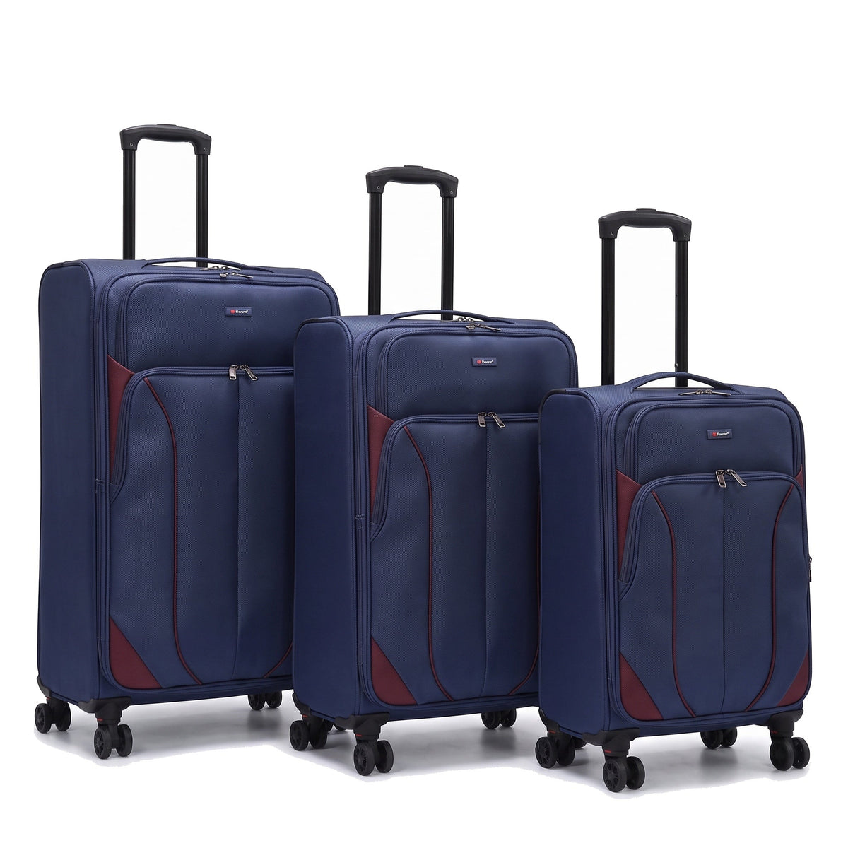 EZ222-NAVY-SET-20-26-28 | SET OF 3 | Ezzyrol Shuttle Navy soft shell suitcase on white