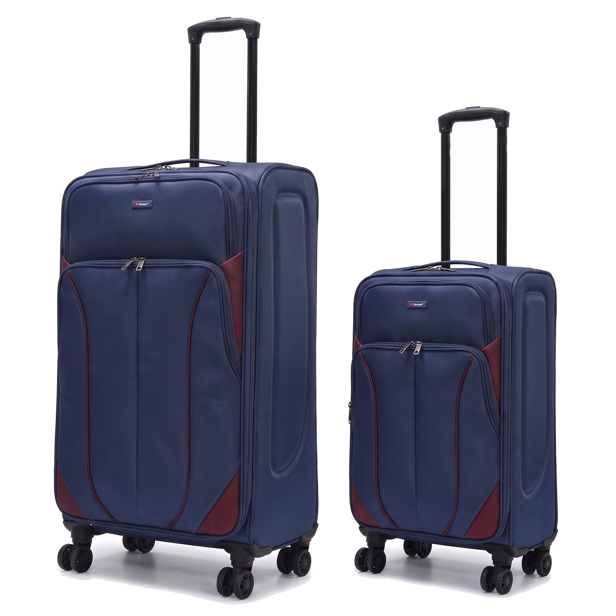 EZ222-NAVY-SET-20-26 | SET OF 2 | Ezzyrol Shuttle Navy soft shell suitcase on white