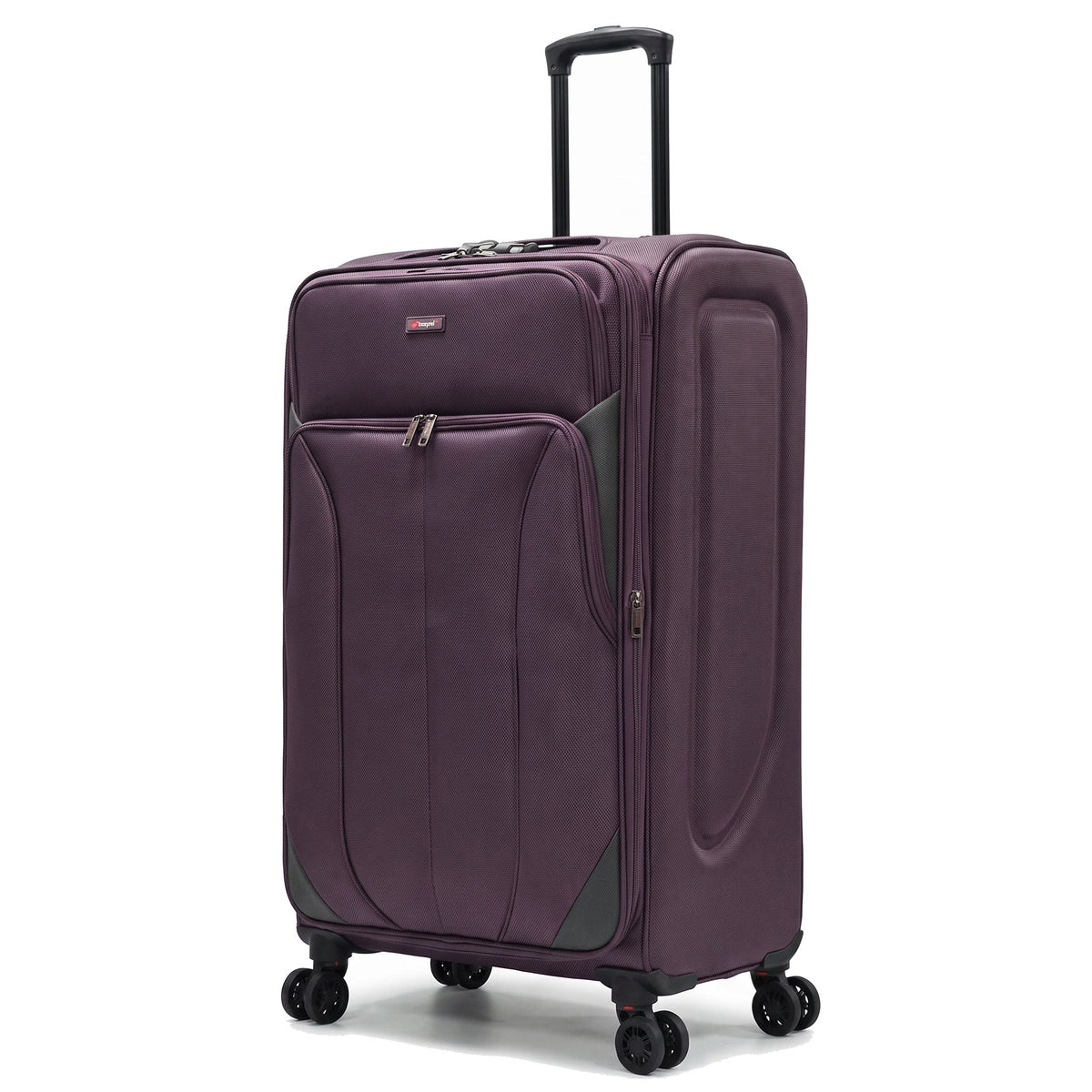 EZ222-PURPLE-26 | MEDIUM 26 | Ezzyrol Shuttle Purple soft shell suitcase on white