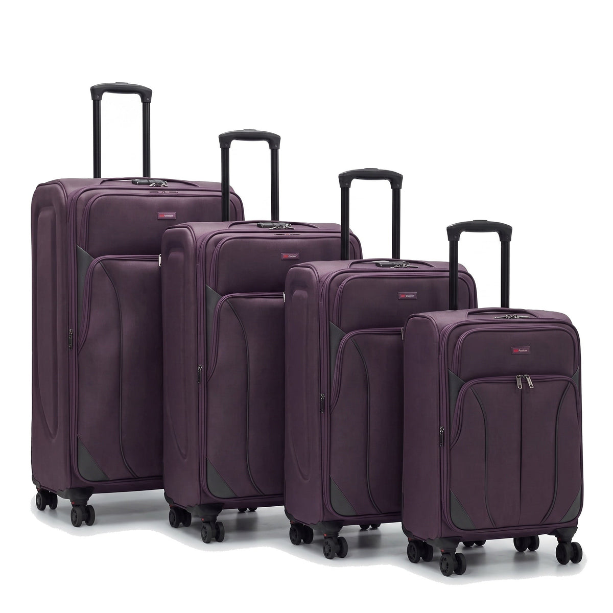 EZ222-PURPLE-SET-20-26-28-32 | SET OF 4 | Ezzyrol Shuttle Purple soft shell suitcase on white