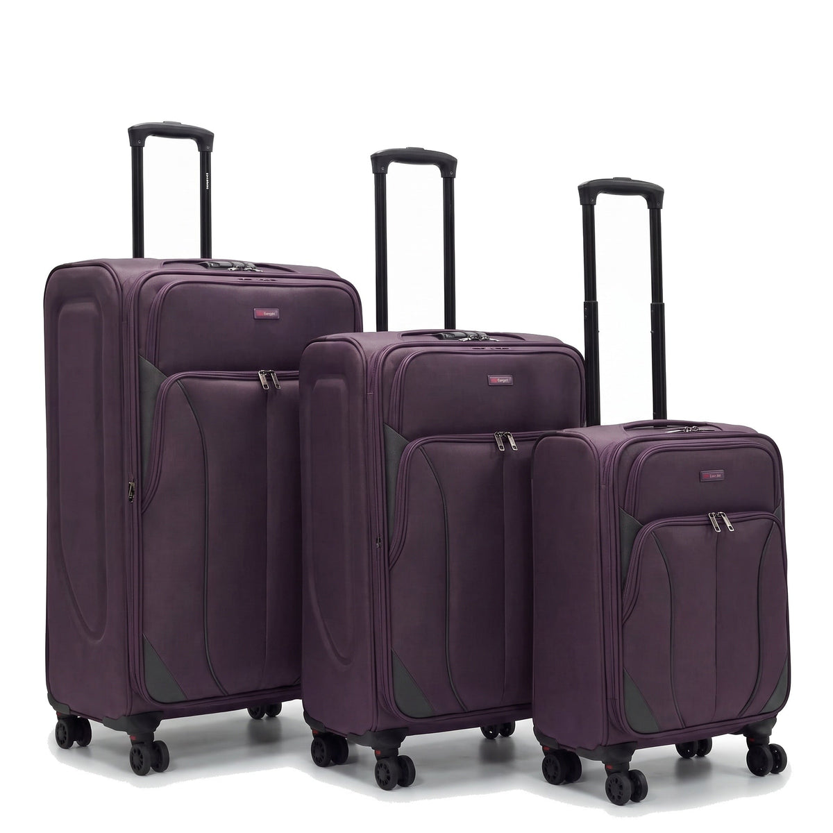 EZ222-PURPLE-SET-20-26-28 | SET OF 3 | Ezzyrol Shuttle Purple soft shell suitcase on white