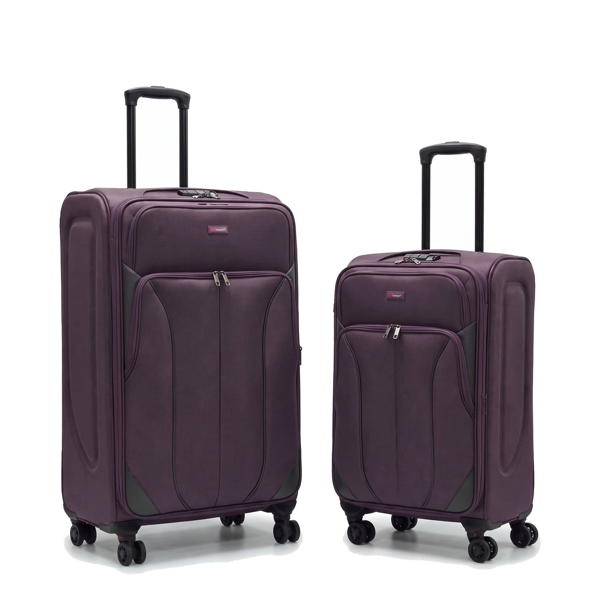 EZ222-PURPLE-SET-20-26 | SET OF 2 | Ezzyrol Shuttle Purple soft shell suitcase on white