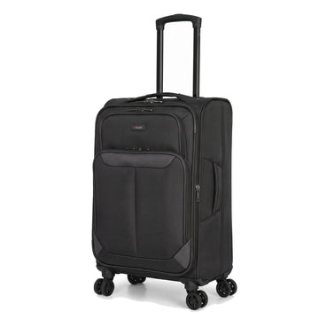 EZ333-BLACK-20 | CABIN 20 | Ezzyrol Spindle Black soft shell suitcase on white