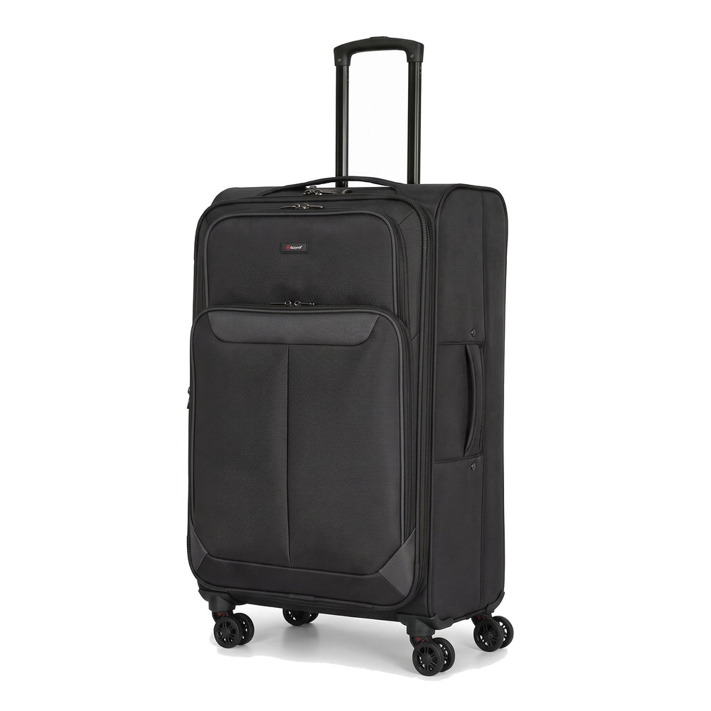 Ezzyrol Spindle Black soft shell suitcase on white