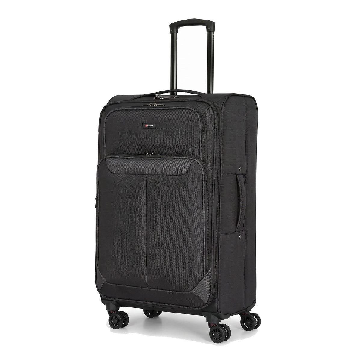 EZ333-BLACK-26 | MEDIUM 26 | Ezzyrol Spindle Black soft shell suitcase on white