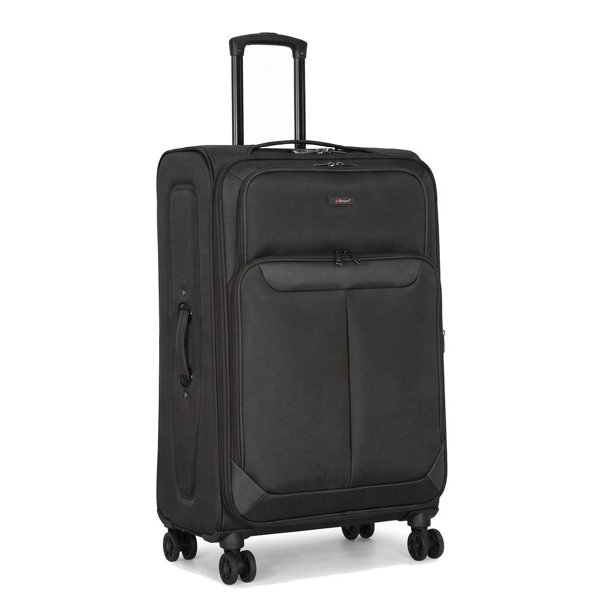 EZ333-BLACK-28 | LARGE 28 | Ezzyrol Spindle Black soft shell suitcase on white