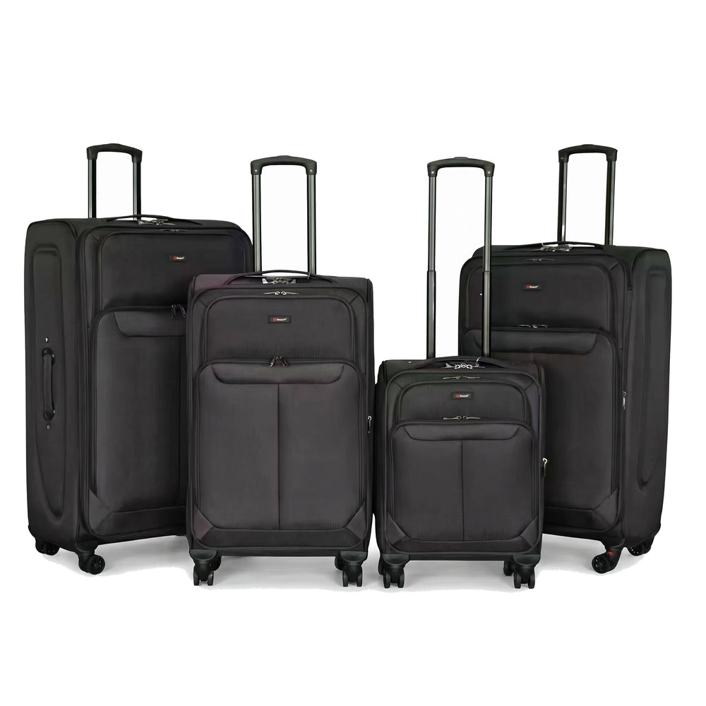 Ezzyrol Spindle Black soft shell suitcase on white