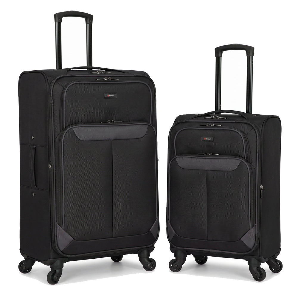 Ezzyrol Spindle Black soft shell suitcase on white
