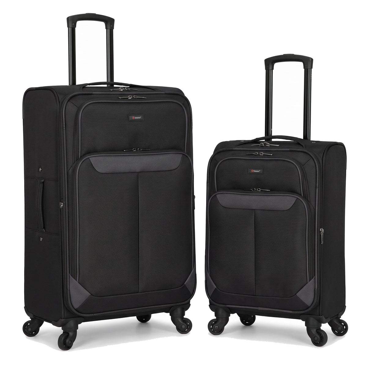 EZ333-BLACK-SET-20-26 | SET OF 2 | Ezzyrol Spindle Black soft shell suitcase on white