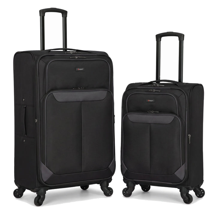 Ezzyrol Spindle Black soft shell suitcase on white