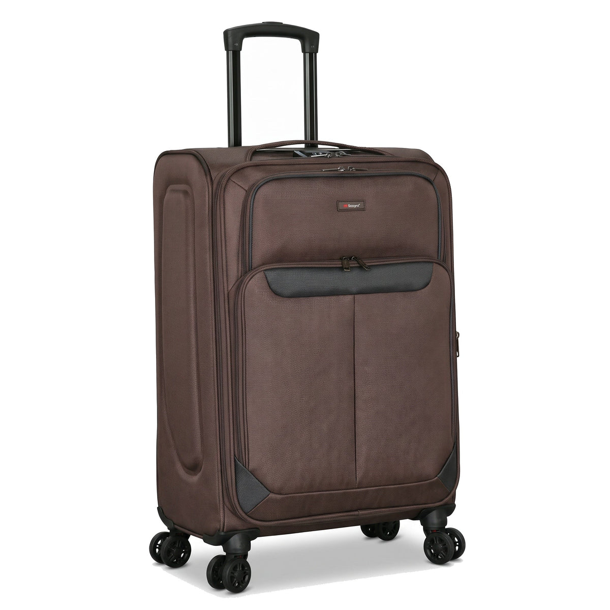 EZ333-BROWN-20 | CABIN 20 | Ezzyrol Spindle Brown soft shell suitcase on white