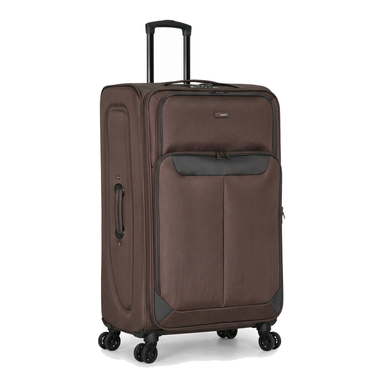 EZ333-BROWN-28 | LARGE 28 | Ezzyrol Spindle Brown soft shell suitcase on white