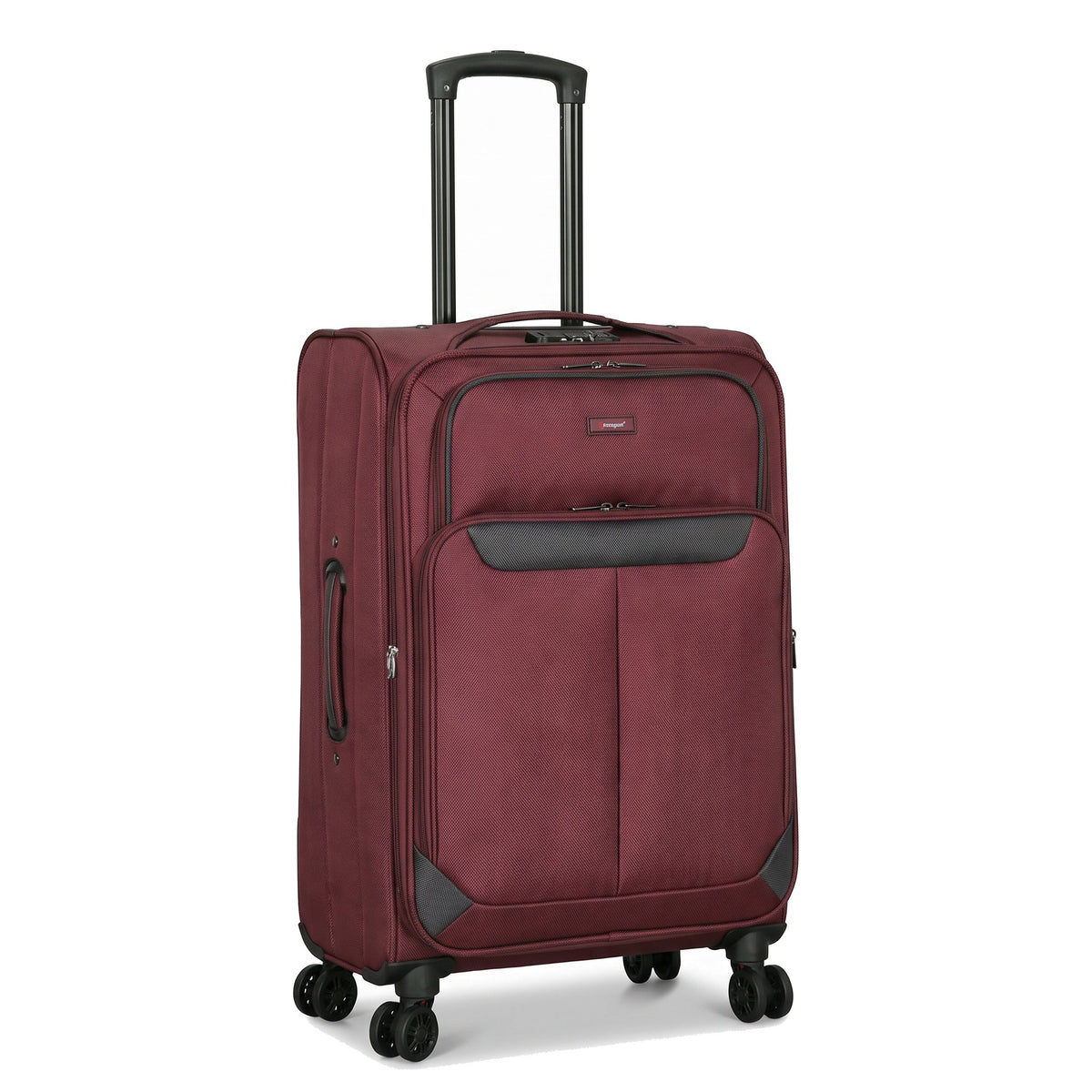 EZ333-BURGUNDY-20 | CABIN 20 | Ezzyrol Spindle Burgundy soft shell suitcase on white