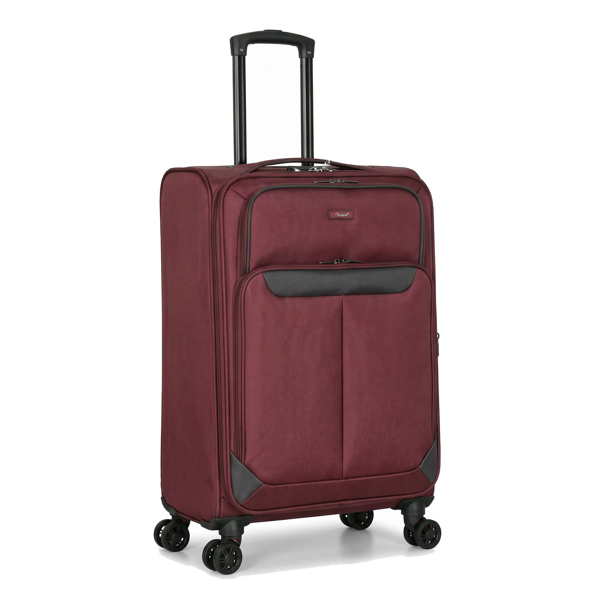 EZ333-BURGUNDY-26 | MEDIUM 26 | Ezzyrol Spindle Burgundy soft shell suitcase on white