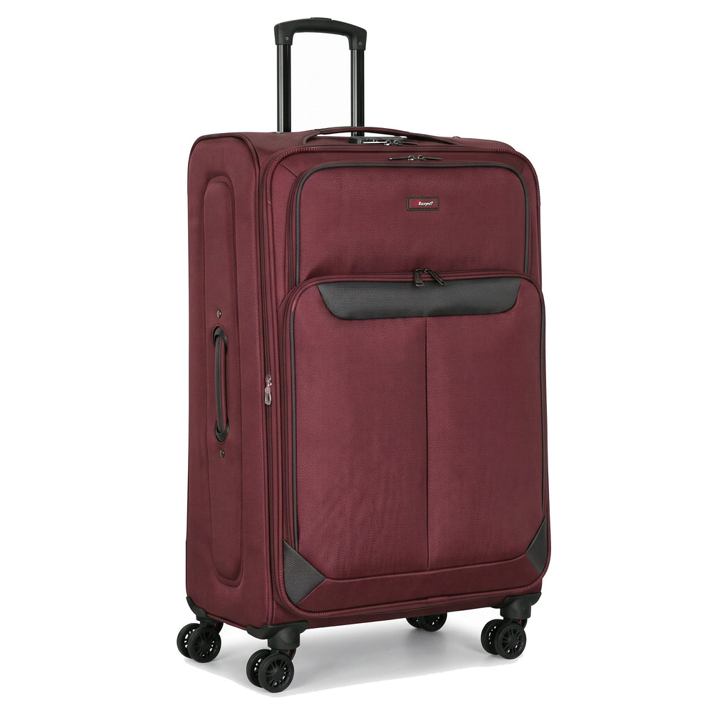 Ezzyrol Spindle Burgundy soft shell suitcase on white
