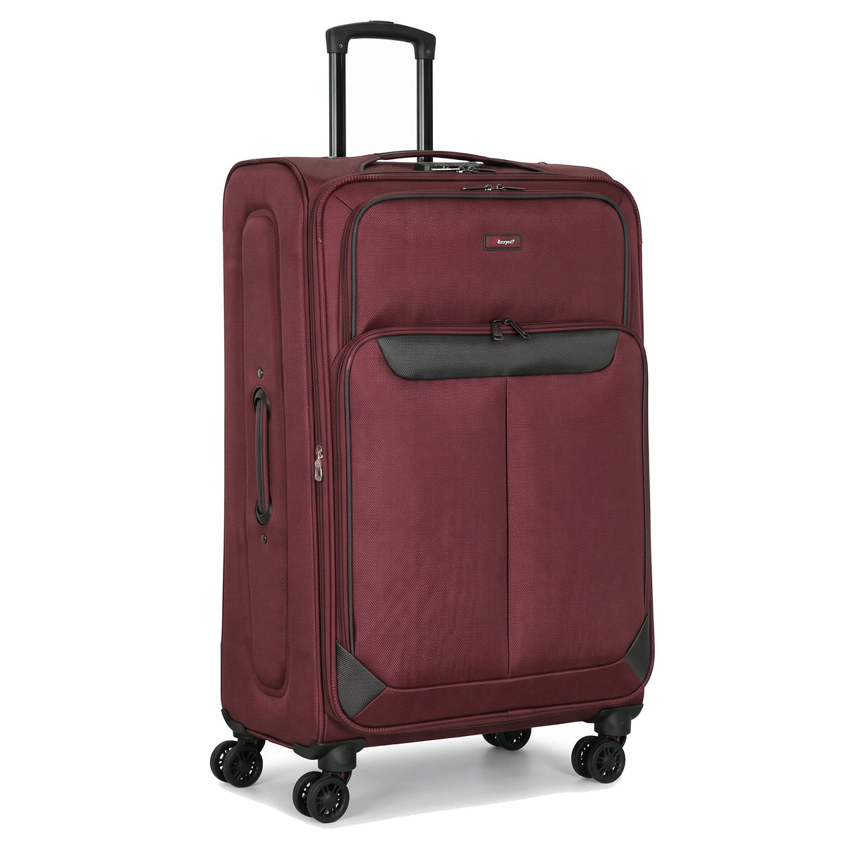 EZ333-BURGUNDY-28 | LARGE 28 | Ezzyrol Spindle Burgundy soft shell suitcase on white