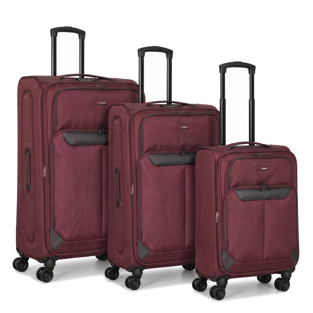 Ezzyrol Spindle Burgundy soft shell suitcase on white