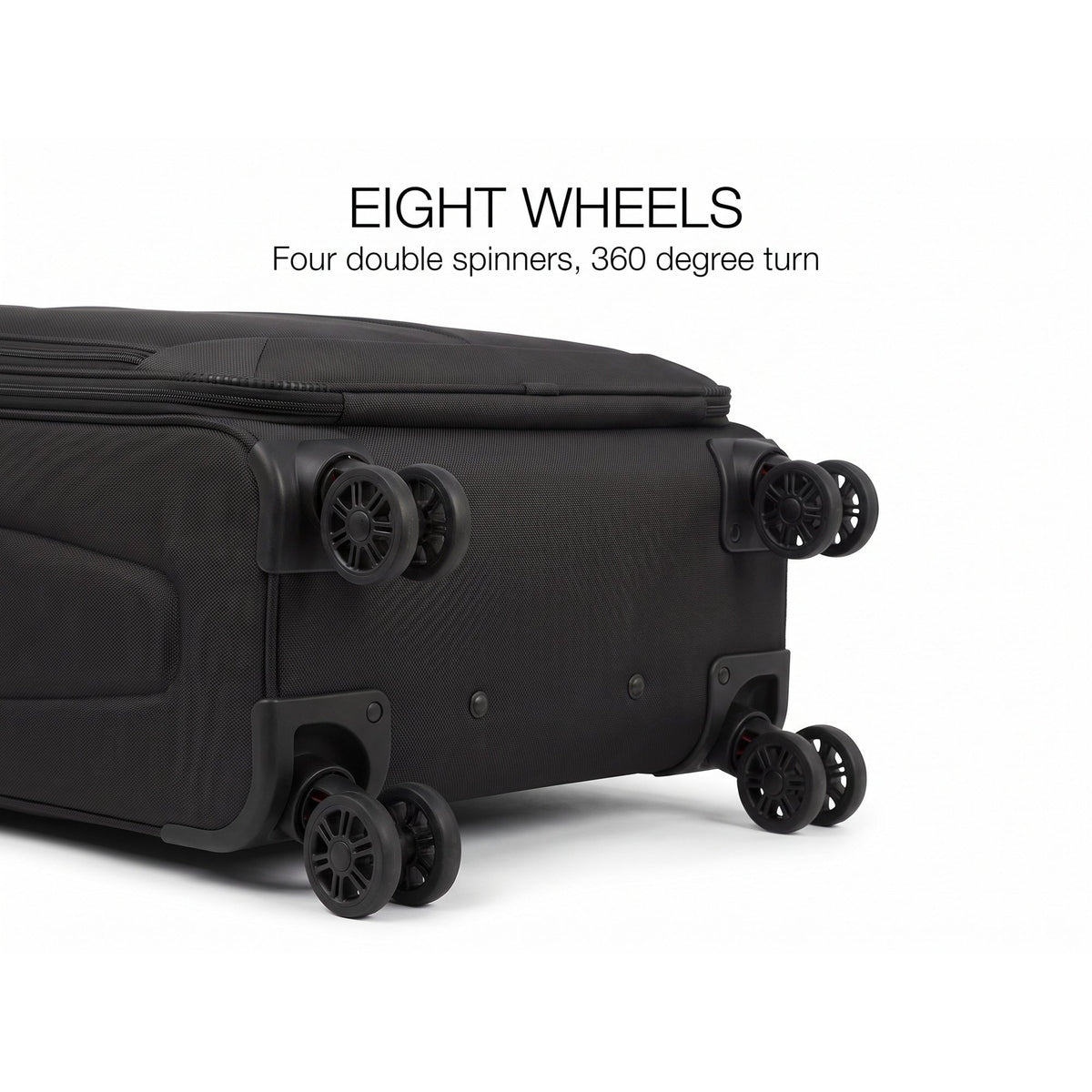 EZ333-GAL-wheels | EIGHT WHEELS | Ezzyrol Spindle soft shell suitcase feature