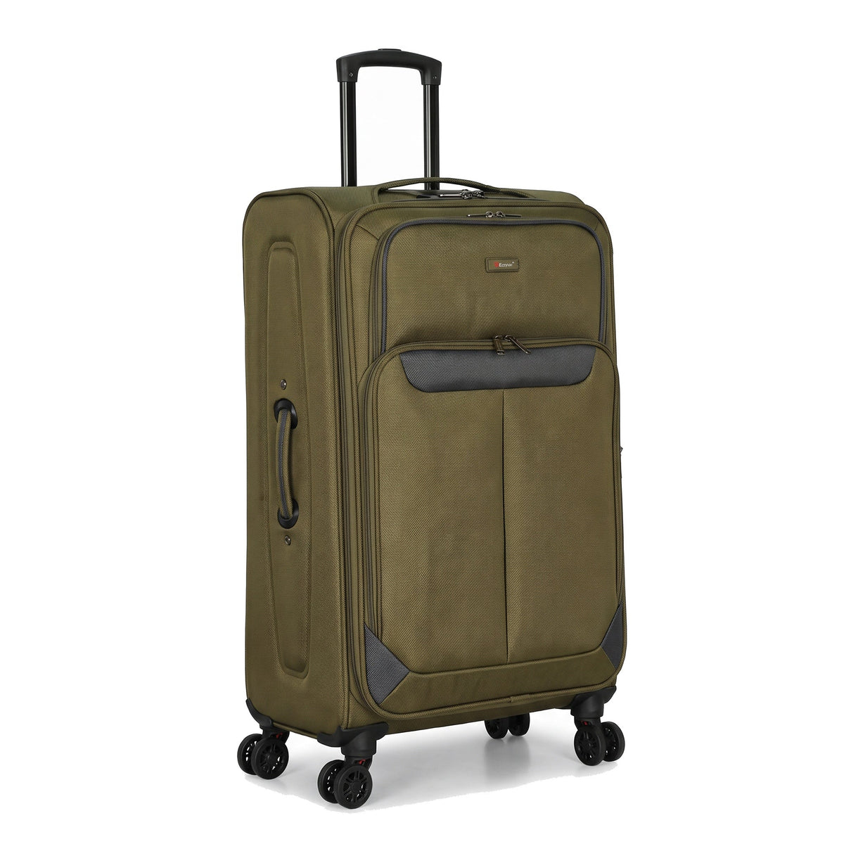 EZ333-GREEN-26 | MEDIUM 26 | Ezzyrol Spindle Green soft shell suitcase on white