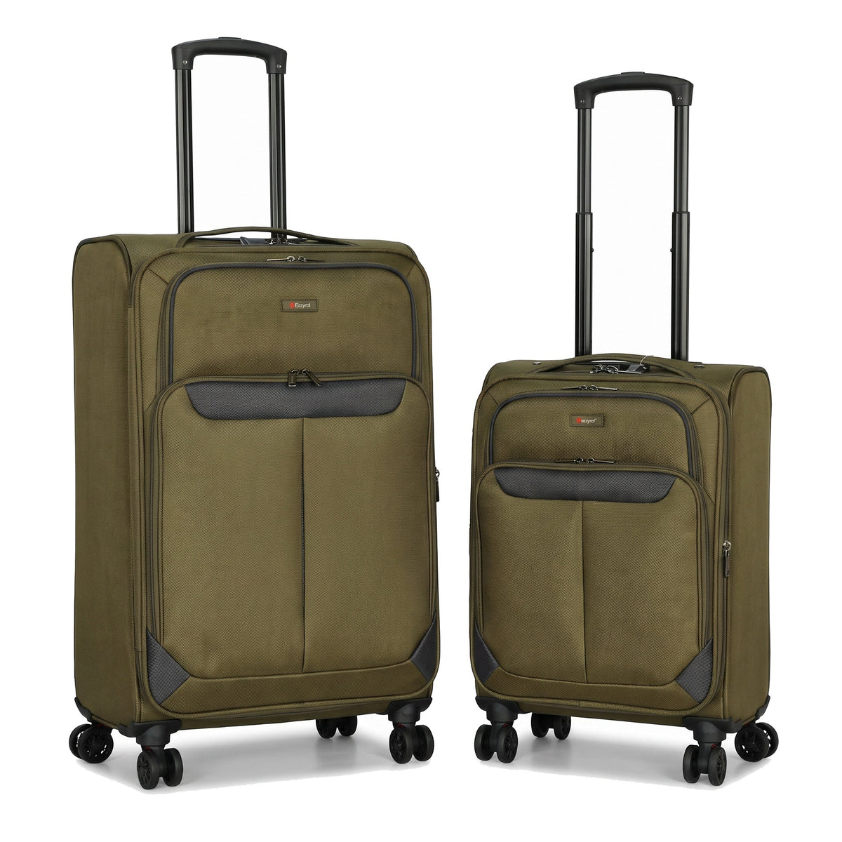 EZ333-GREEN-SET-20-26 | SET OF 2 | Ezzyrol Spindle Green soft shell suitcase on white