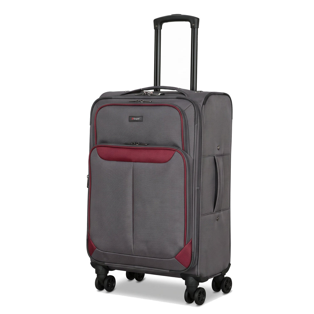 Ezzyrol Spindle Grey soft shell suitcase on white