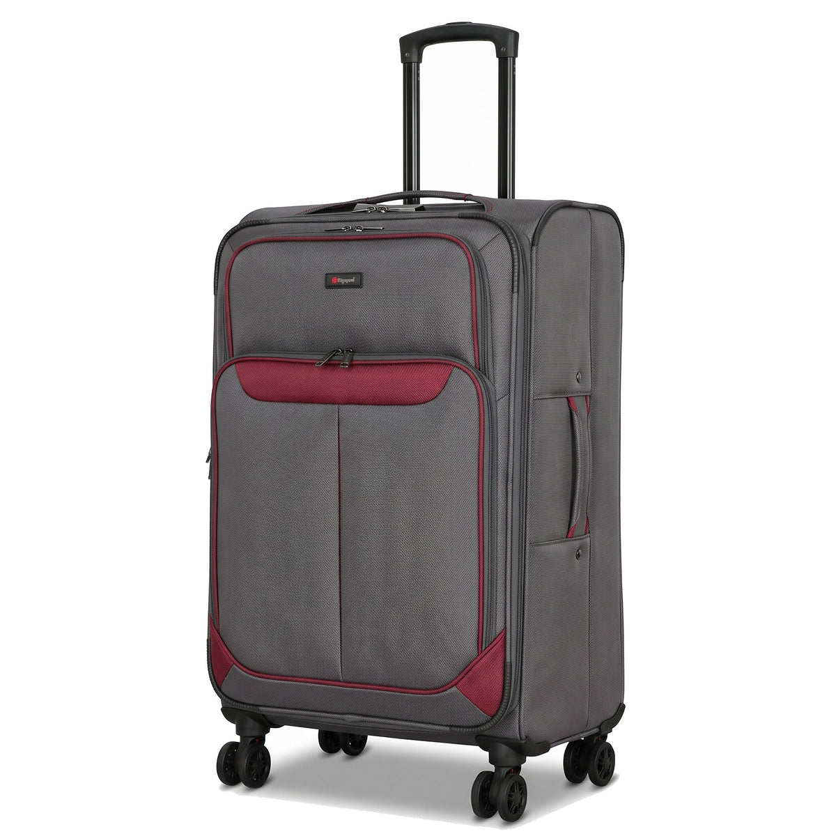 EZ333-GREY-26 | MEDIUM 26 | Ezzyrol Spindle Grey soft shell suitcase on white