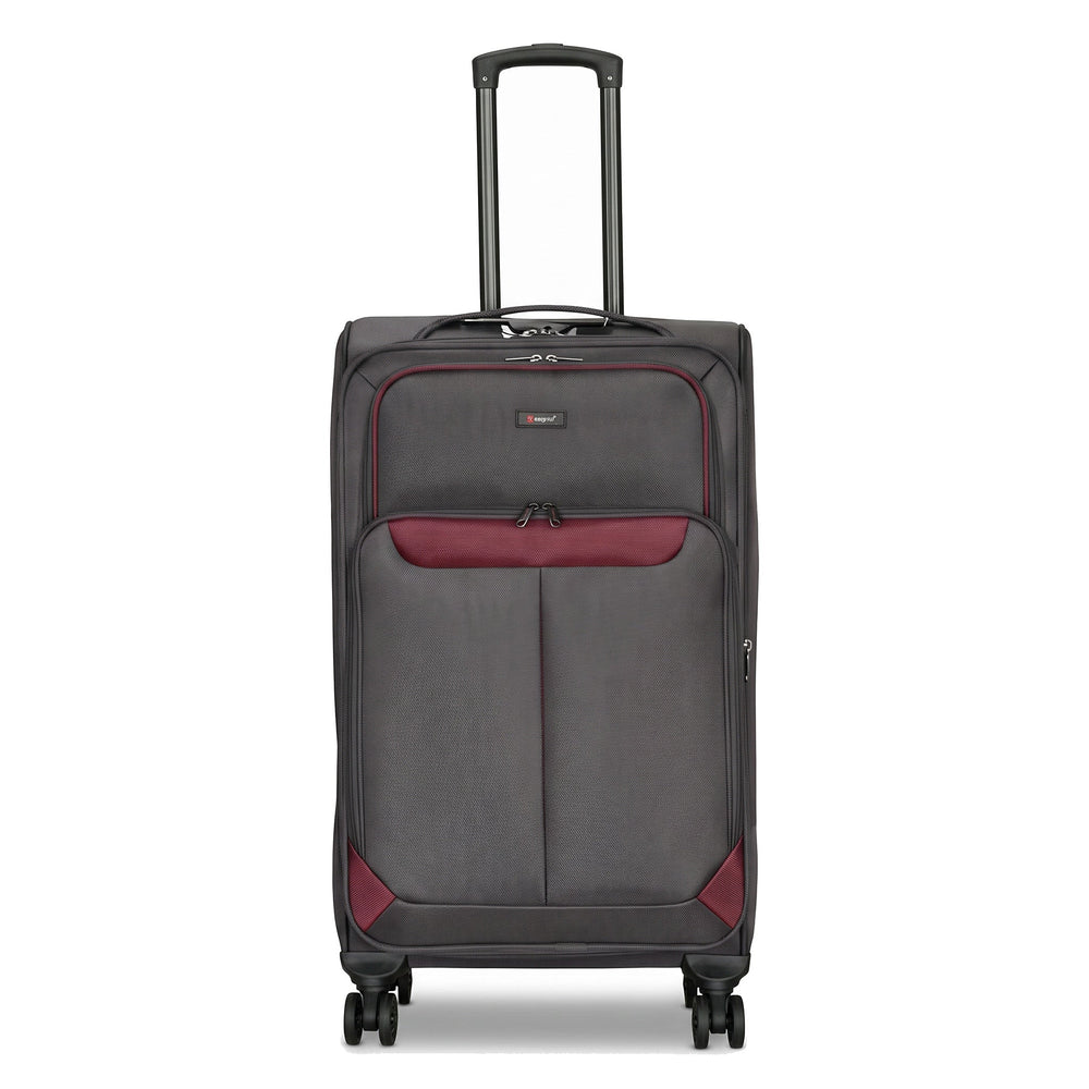 Ezzyrol Spindle Grey soft shell suitcase on white