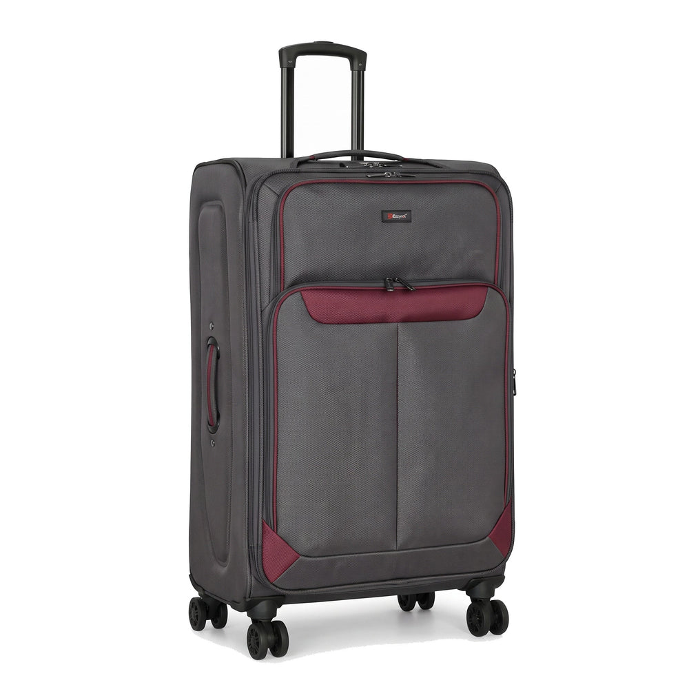 Ezzyrol Spindle Grey soft shell suitcase on white