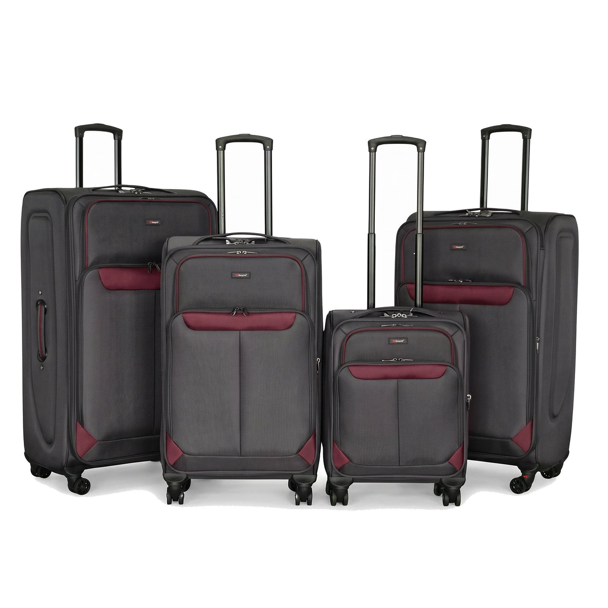 EZ333-GREY-SET-20-26-28-32 | SET OF 4 | Ezzyrol Spindle Grey soft shell suitcase on white
