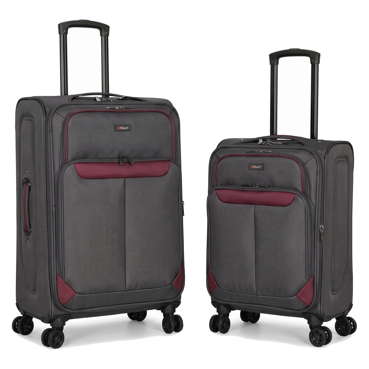 EZ333-GREY-SET-20-26 | SET OF 2 | Ezzyrol Spindle Grey soft shell suitcase on white