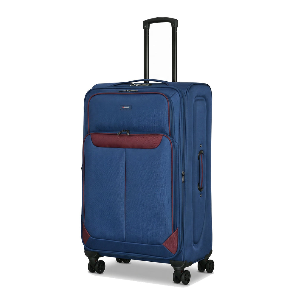 Ezzyrol Spindle Navy soft shell suitcase on white