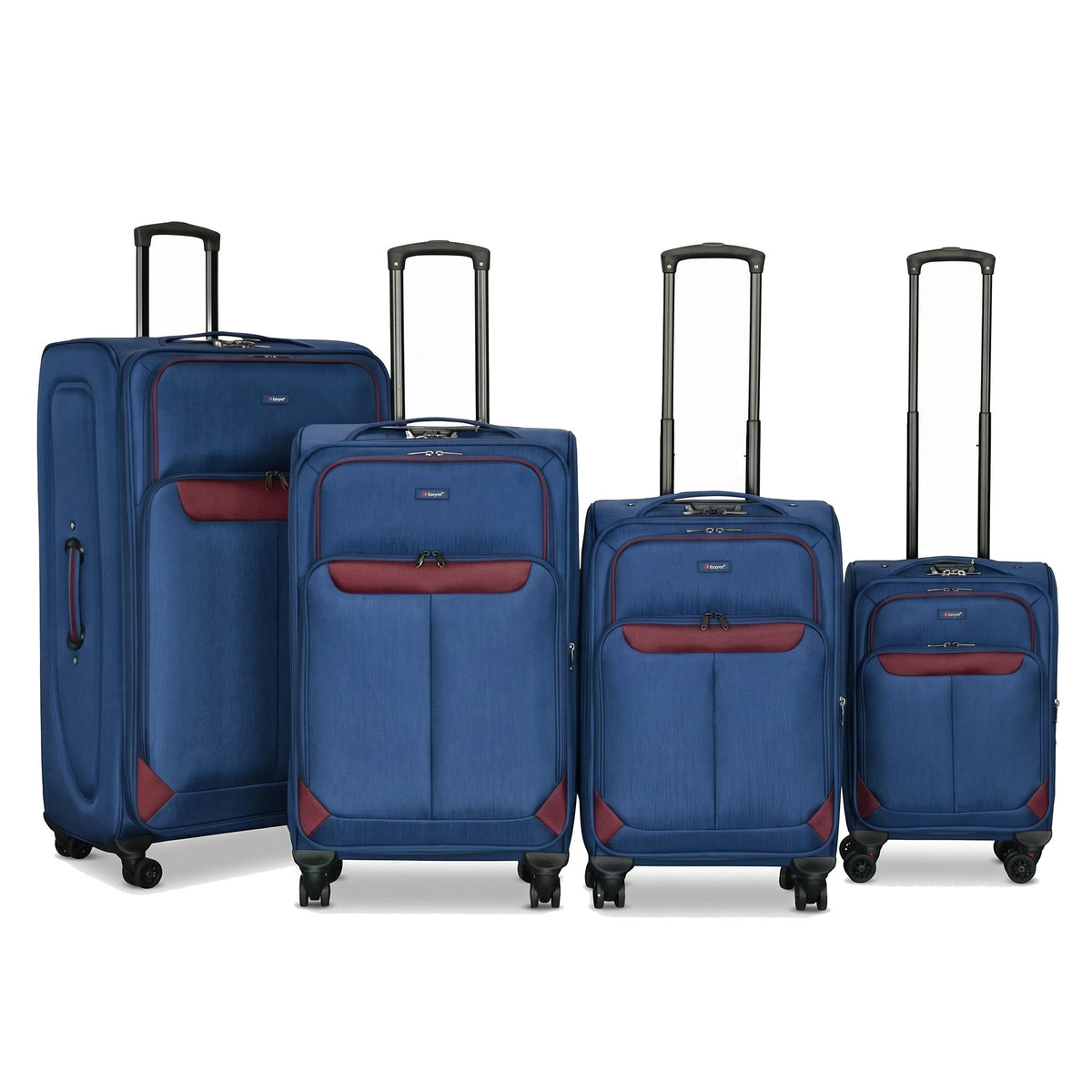 EZ333-NAVY-SET-20-26-28-32 | SET OF 4 | Ezzyrol Spindle Navy soft shell suitcase on white