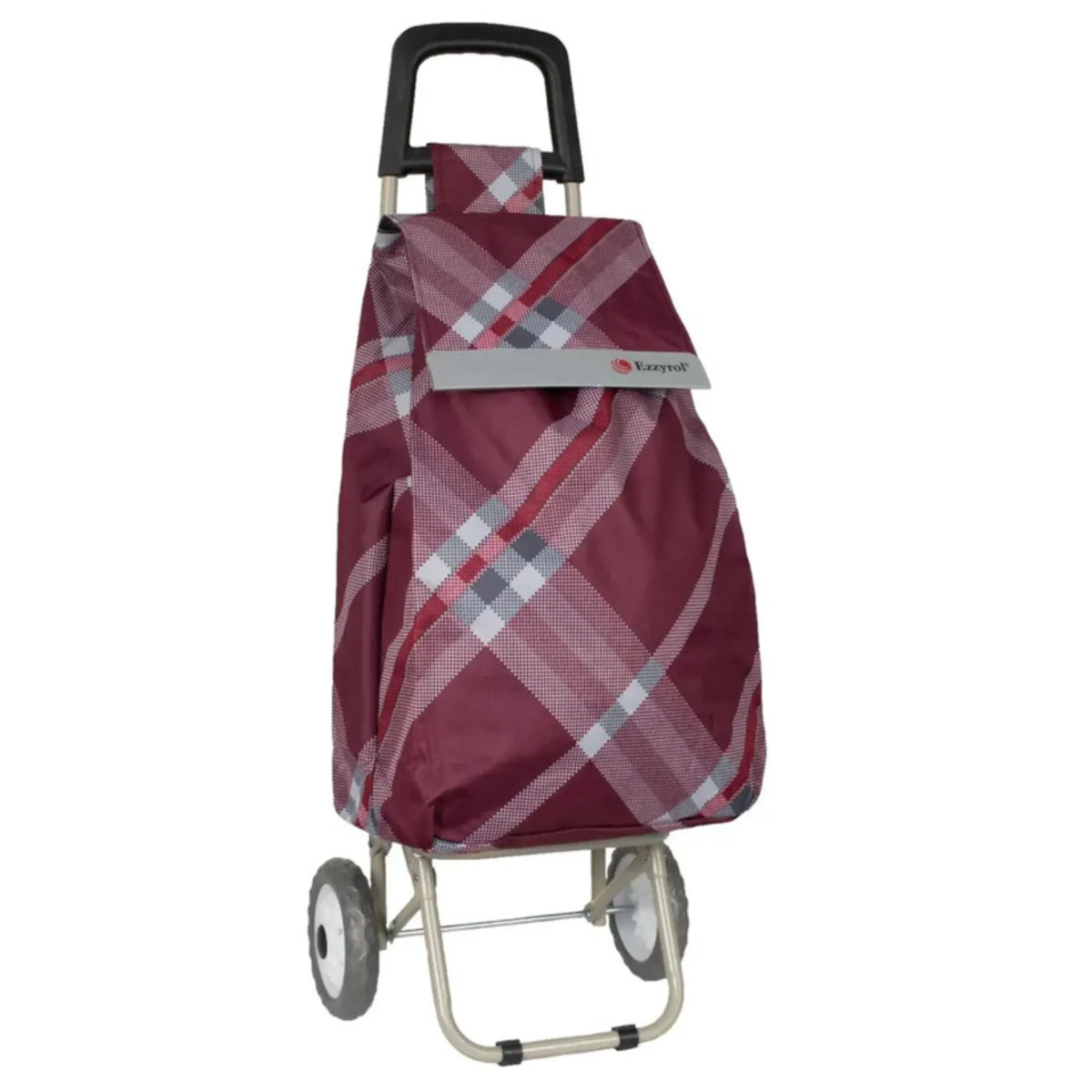 Plaid shopping trolley cover on a white background