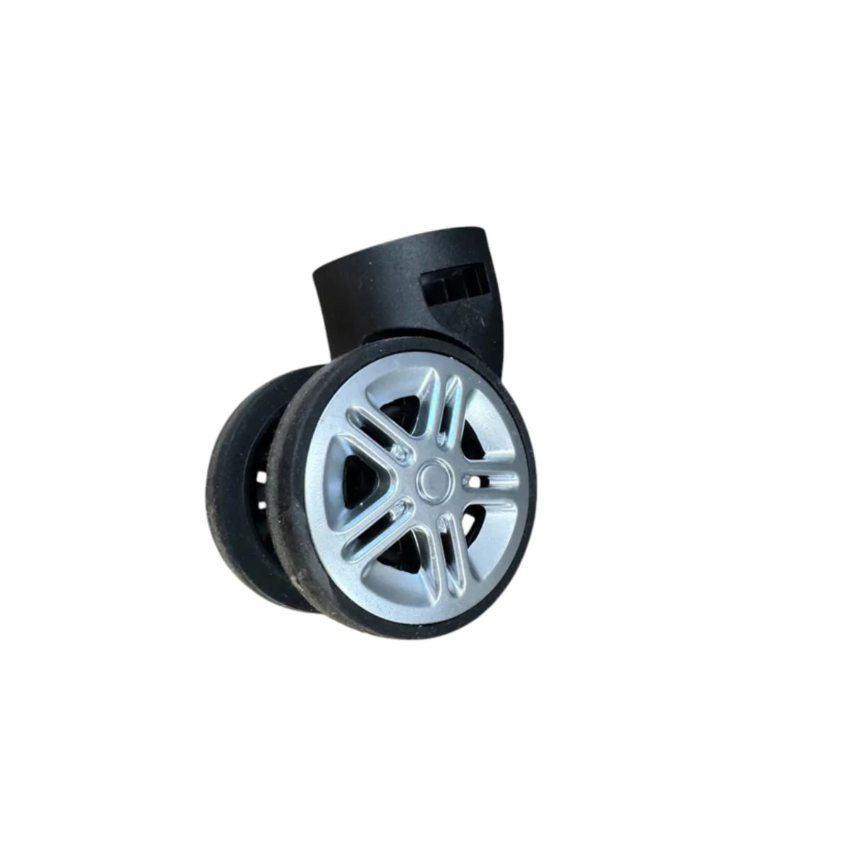 Black and silver wheel on a white background